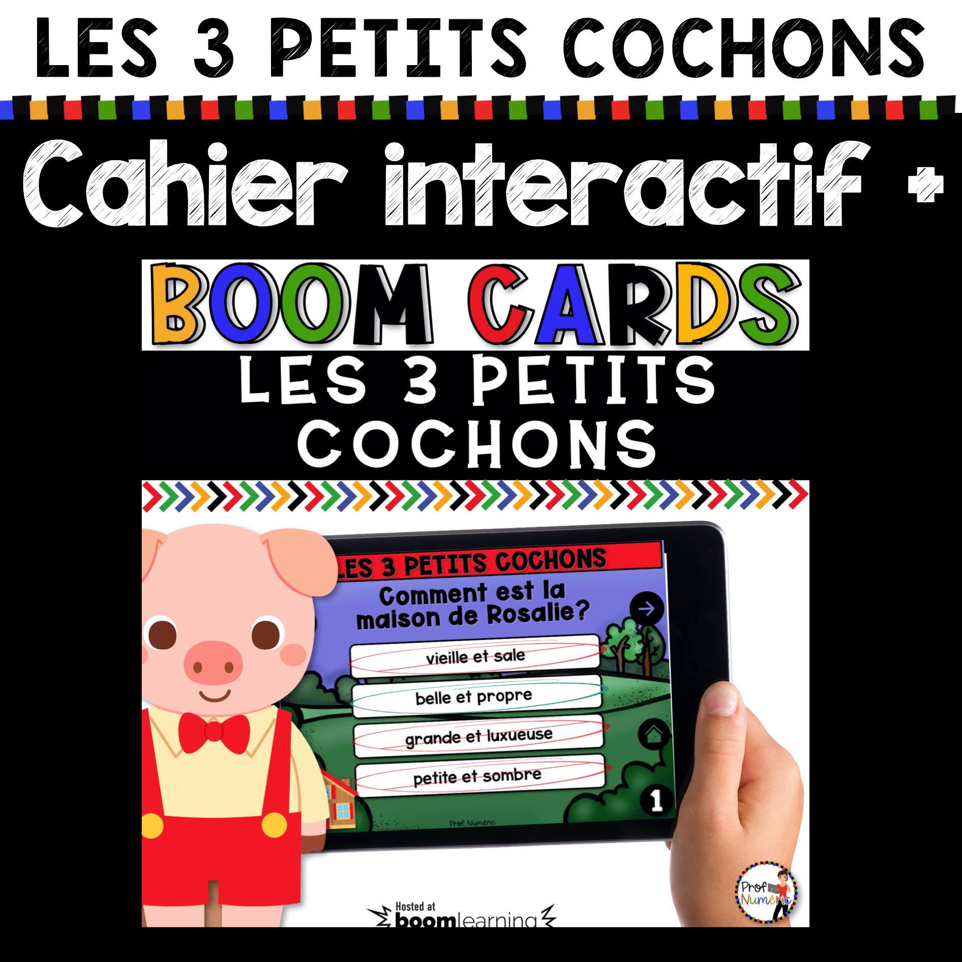 Page De Garde Cahier Interactif Cahier interactif et BOOM CARDS - CONTE Les 3 Petits Cochons - Prof Numéric