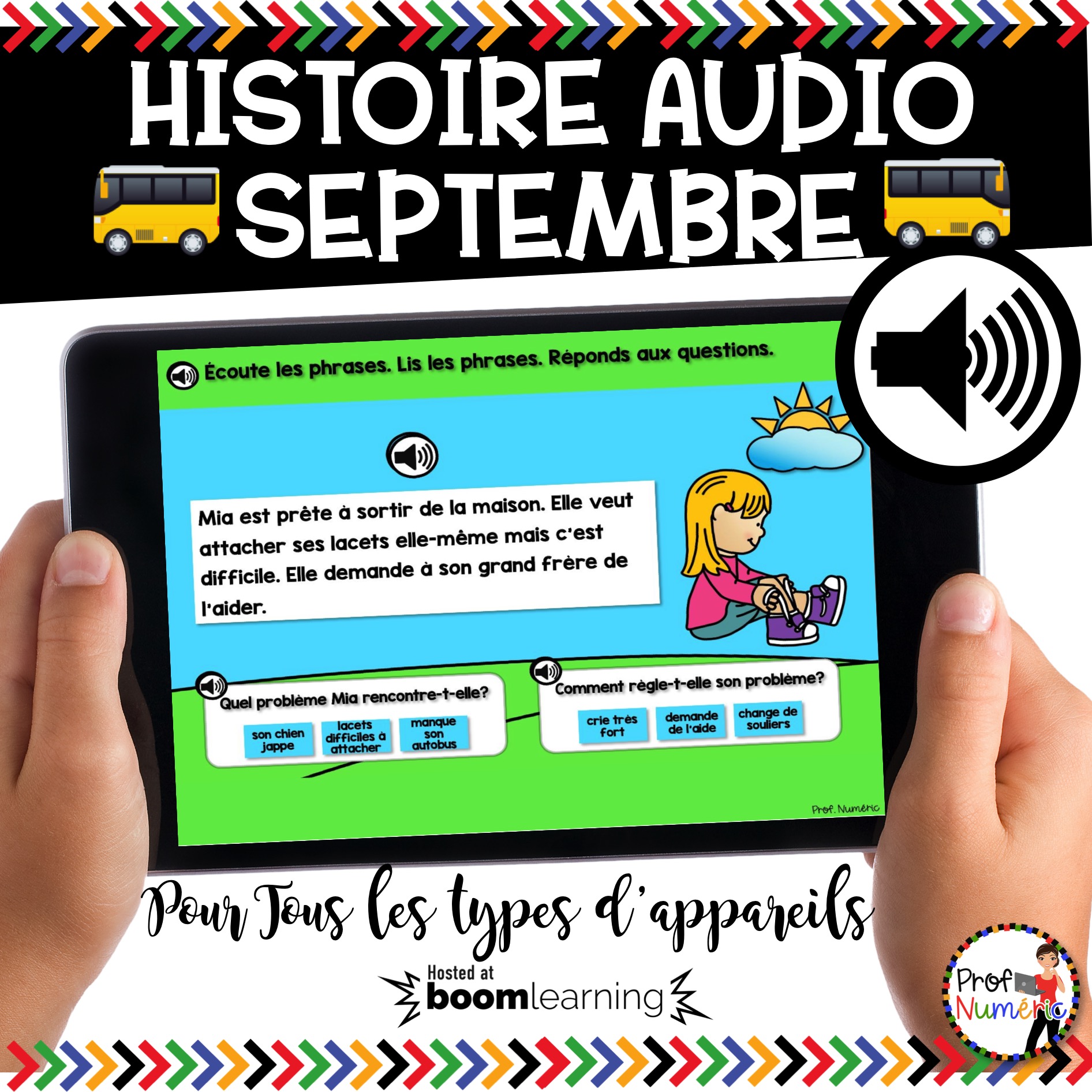 Boom Cards  HISTOIRE AUDIO SEPTEMBRE  RÉCIT  Prof Numéric